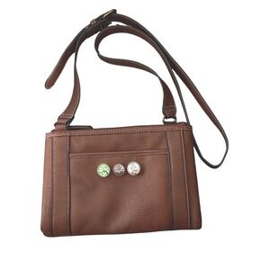 Gingersnaps & Co. Brown Leather-Look Crossbody – Includes 3 Snap